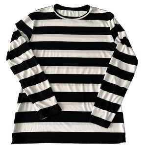 Minimalist Staple Women's S Modal Stretch Black White Stripe Long Sleeve Shirt